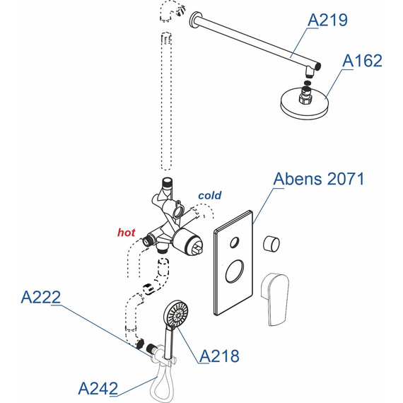 Душевая система для душа WasserKraft Abens A16162, черный - фото 3