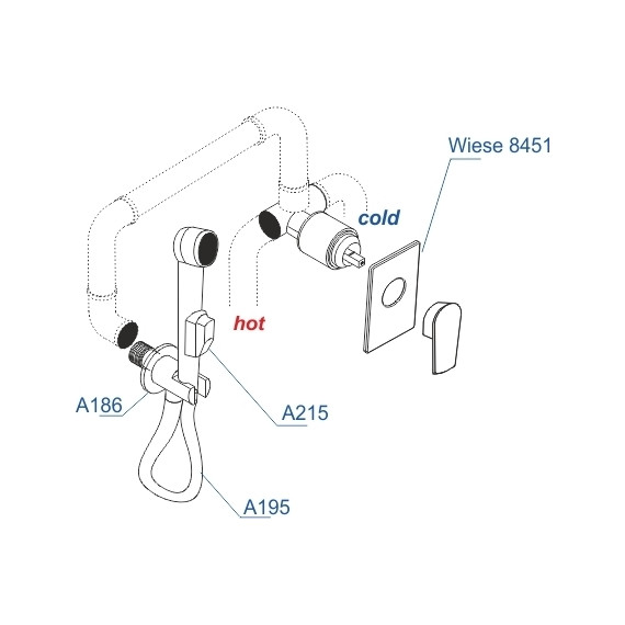 Набор для гигиенического душа WasserKraft Wiese A84095, оружейная сталь - фото 3
