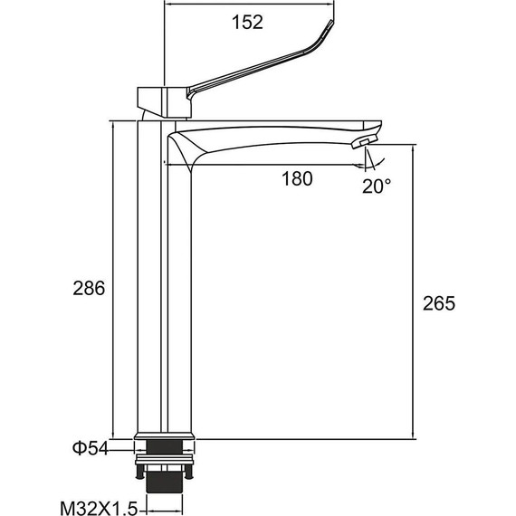 Смеситель для раковины высокий с локтевой (хирургической) ручкой Gappo G1021-21, Цвет производителя: хром - фото 15