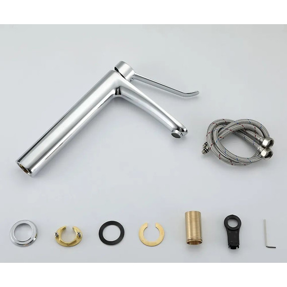 Смеситель для раковины высокий с локтевой (хирургической) ручкой Gappo G1021-21, Цвет производителя: хром - фото 7