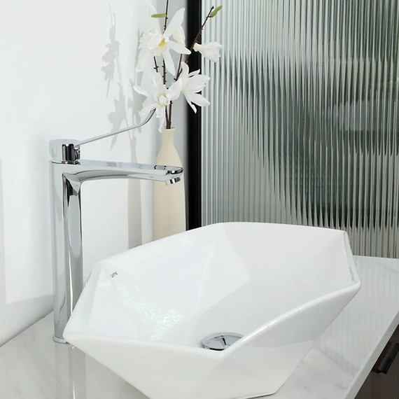 Смеситель для раковины высокий с локтевой (хирургической) ручкой Gappo G1021-21, Цвет производителя: хром - фото 8