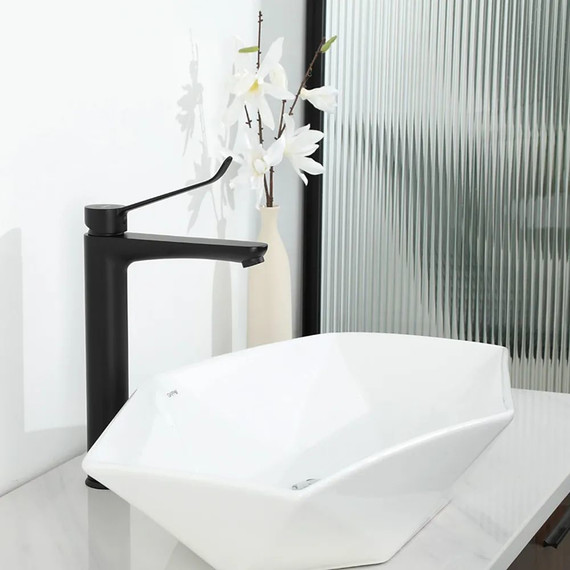 Смеситель для раковины высокий с локтевой (хирургической) ручкой Gappo G1021-26, черный, Цвет производителя: чёрный - фото 9