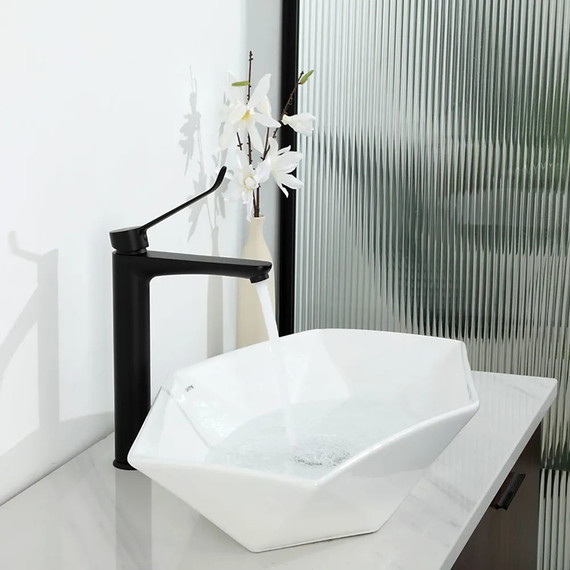 Смеситель для раковины высокий с локтевой (хирургической) ручкой Gappo G1021-26, черный, Цвет производителя: чёрный - фото 12