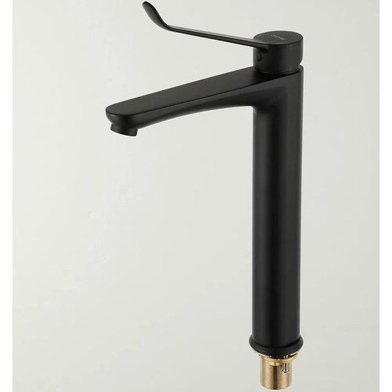 Смеситель для раковины высокий с локтевой (хирургической) ручкой Gappo G1021-26, черный, Цвет производителя: чёрный - фото 7