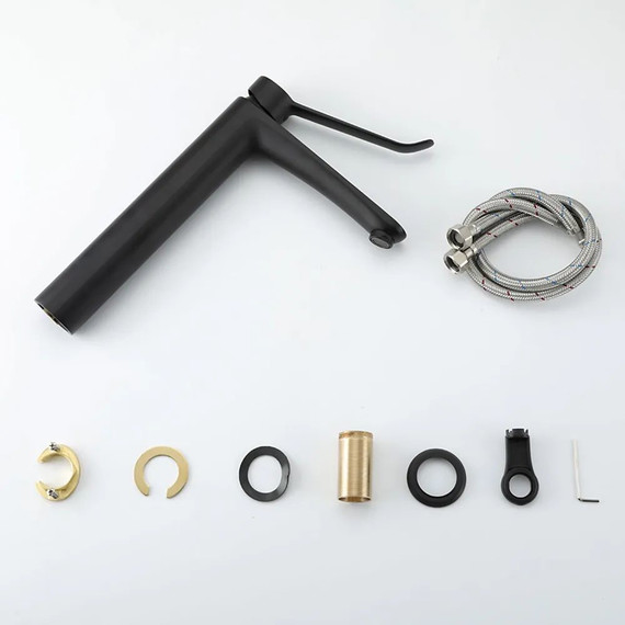 Смеситель для раковины высокий с локтевой (хирургической) ручкой Gappo G1021-26, черный, Цвет производителя: чёрный - фото 14