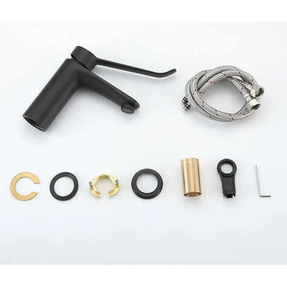 Смеситель для раковины с локтевой (хирургической) ручкой Gappo G1021-6, черный, Цвет производителя: чёрный - фото 5