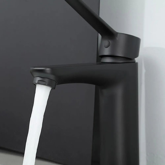 Смеситель для раковины с локтевой (хирургической) ручкой Gappo G1021-6, черный, Цвет производителя: чёрный - фото 6