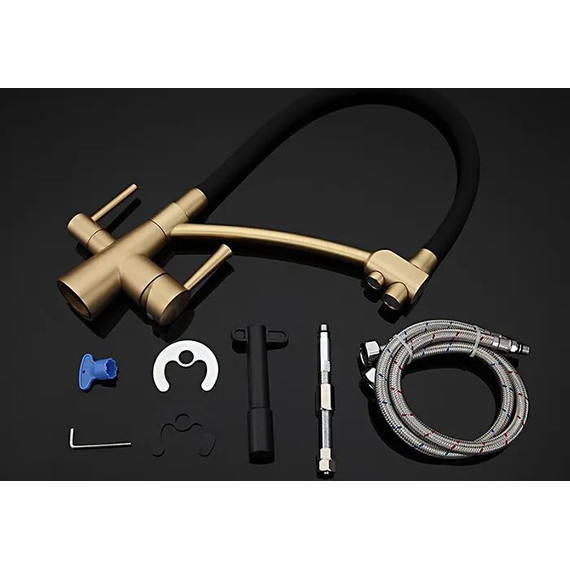 Смеситель для кухни Gappo G4398-13, золото/черный - фото 7