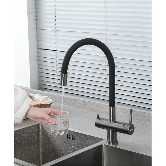 Смеситель для кухни Gappo G4398-39, оружейная сталь/чёрный - фото 2