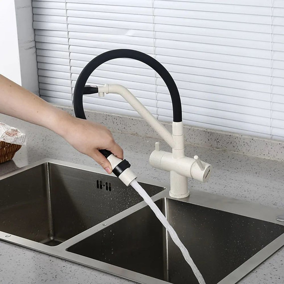 Смеситель для кухни Gappo G4398-81, белый/черный - фото 10