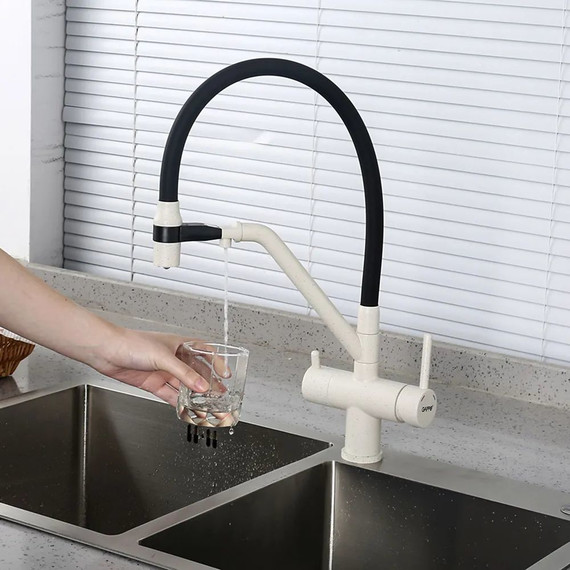 Смеситель для кухни Gappo G4398-81, белый/черный - фото 13