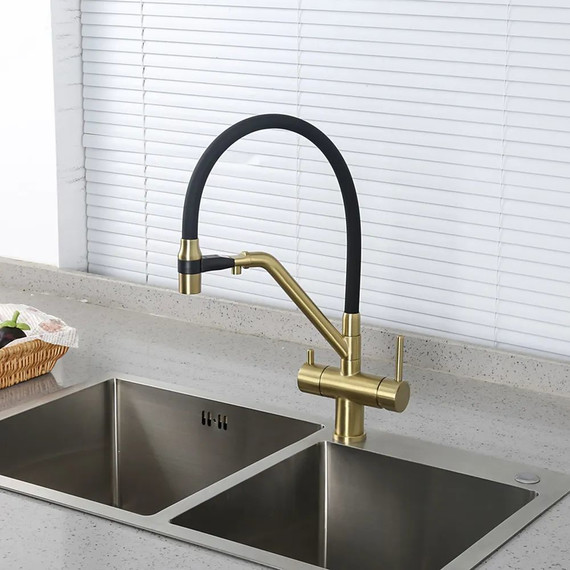 Смеситель для кухни Gappo G4398-83, золото/черный - фото 9