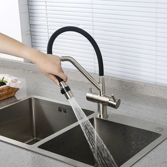 Смеситель для кухни Gappo G4398-85, сатин/черный - фото 12