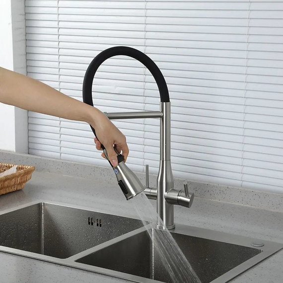 Смеситель для кухни Gappo G4399-75, сатин/черный - фото 3