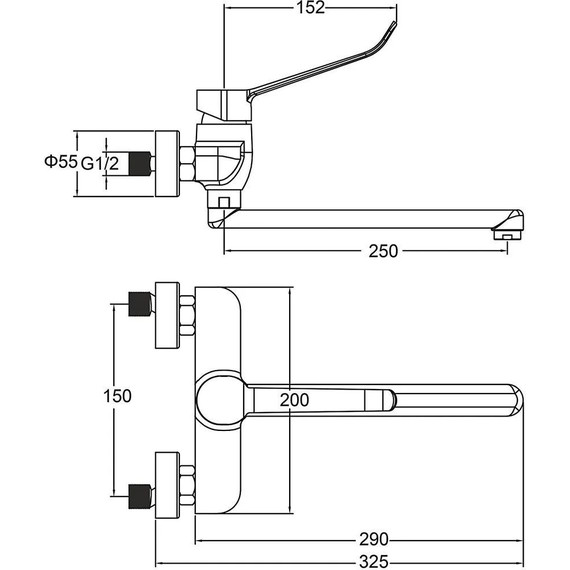 Смеситель для кухни с локтевой (хирургической) ручкой Gappo G4621 - фото 15