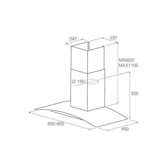 Вытяжка JET AIR TORY P 90 INX (прозрачное стекло) - фото 3