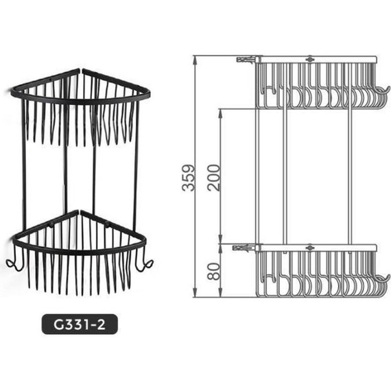 Полка угловая Gappo G331-2, цвет чёрный - фото 3