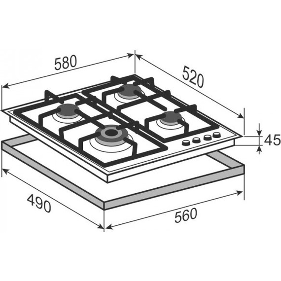Газовая варочная поверхность Zigmund & Shtain M 26.6 W (белое стекло) - фото 3