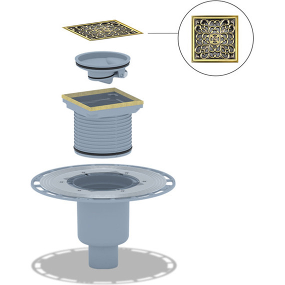 Трап Bronze de Luxe 10x10 см 21962-5902, дизайн-решетка узоры - фото 2