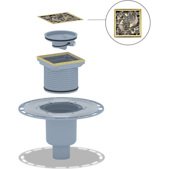 Трап Bronze de Luxe 10x10 см 21980-5902, дизайн-решетка рыбы - фото 2