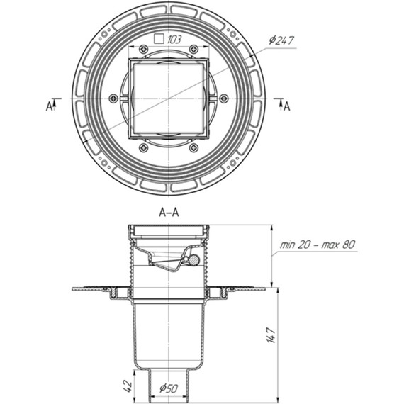 Трап Bronze de Luxe 10x10 см 21986-5902, дизайн-решетка дракон - фото 3