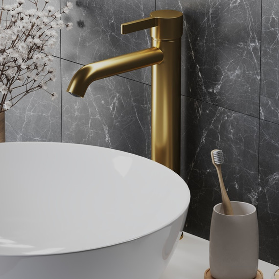 Смеситель для раковины высокий Paini Brera 74PJ205OLL, золото матовое - фото 2