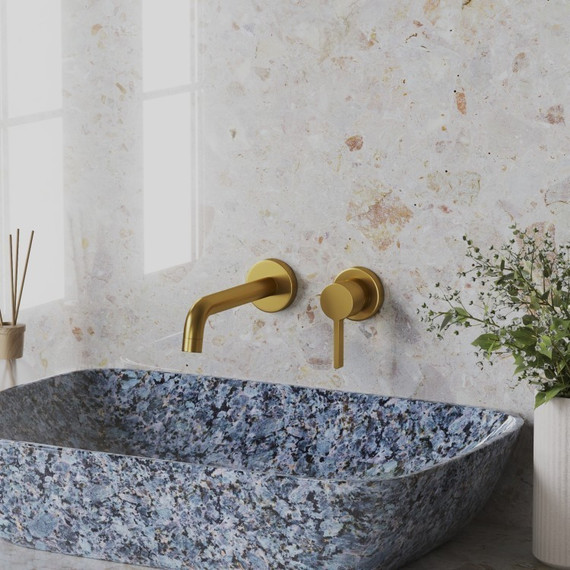 Смеситель для раковины настенный Paini Brera 74PJ208, золото матовое - фото 2