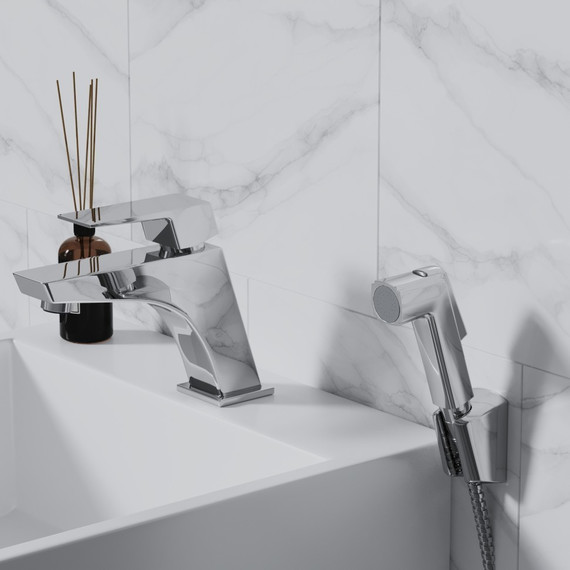 Смеситель для раковины с гигиеническим душем Paini Torre 98CR205/574 - фото 2