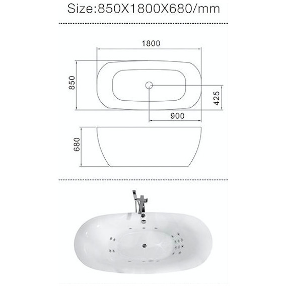 Ванна гидромассажная Frank F162 180x85 см 20109830 - фото 3