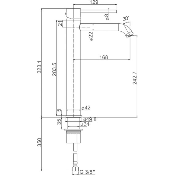 Смеситель для раковины высокий Paini Cox 78PJ205OLL, золото матовое - фото 7