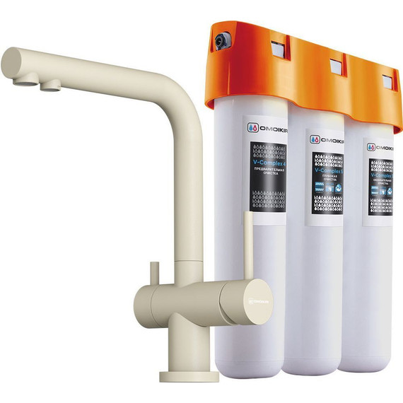 Смеситель для кухни Omoikiri Nagano BE-P + фильтр Pure Drop Lite 4044.8028P, ваниль - фото 