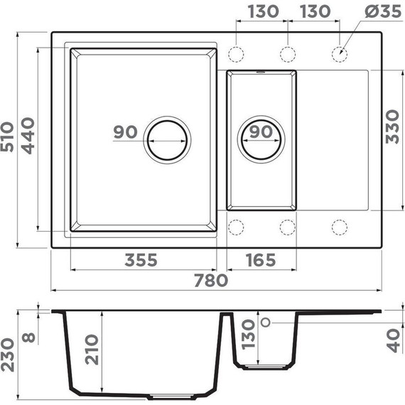 Кухонная мойка Omoikiri Daisen 78-2T SA 4993536, бежевый, Цвет производителя: бежевый - фото 2