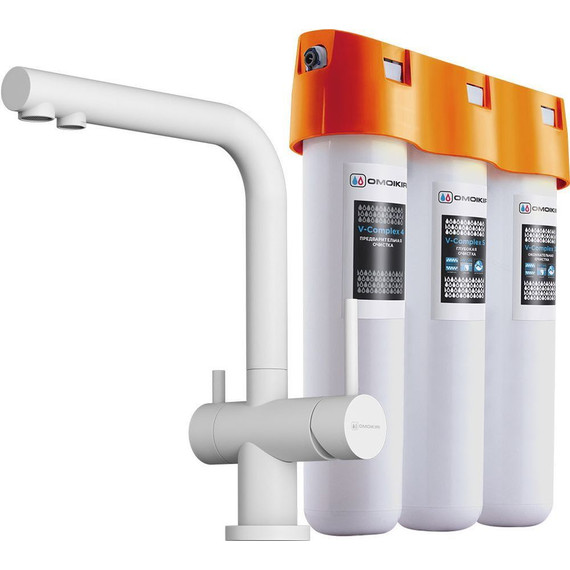 Смеситель для кухни Omoikiri Nagano WH-P + фильтр Pure Drop Lite 4054.8028P, белый - фото 