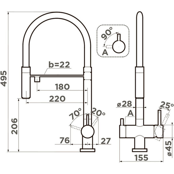 Смеситель для кухни Omoikiri Kanto IB 4994427, indigo blue матовый - фото 2