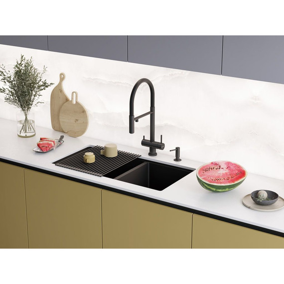 Кухонная мойка Taki 85-2-LB-U/IF Side GB 1,2 мм 4997039, графит, Цвет производителя: графит - фото 3