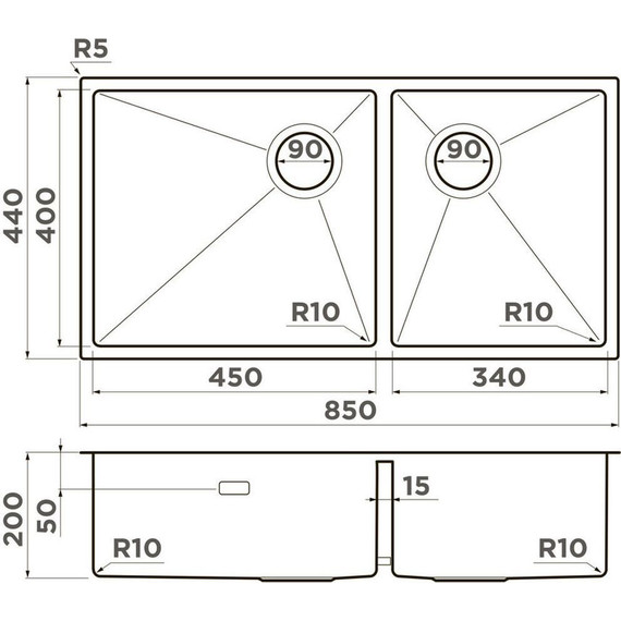 Кухонная мойка Taki 85-2-LB-U/IF Side IN 1,2 мм 4997037, Цвет производителя: нержавеющая сталь - фото 2