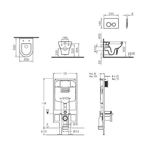 Инсталляция с подвесным безободковым унитазом Vitra Zentrum L-Box 9012B003-7206 - фото, картинка 3 Инсталляция с подвесным безободковым унитазом Vitra Zentrum L-Box 9012B003-7206 - фото 3