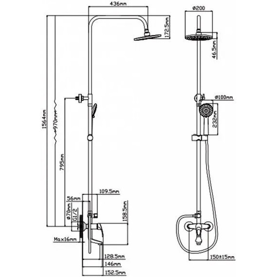 Душевая стойка Diadonna D80-335111 - фото 3
