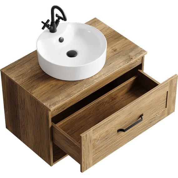 Тумба подвесная со столешницей Aqwella Craft 80 см CRF0108DB, дуб балтийский - фото 2