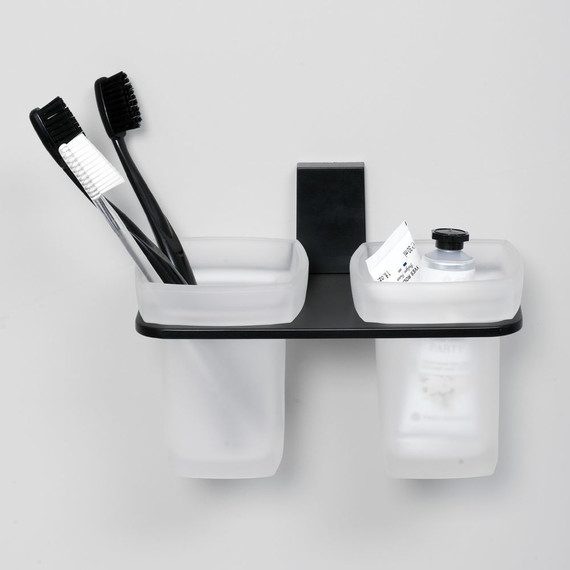 Двойной стакан для зубных щеток WasserKraft Abens K-3228D, цвет чёрный - фото 2