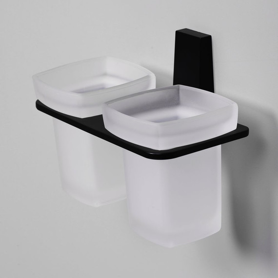 Двойной стакан для зубных щеток WasserKraft Abens K-3228D, цвет чёрный - фото 3