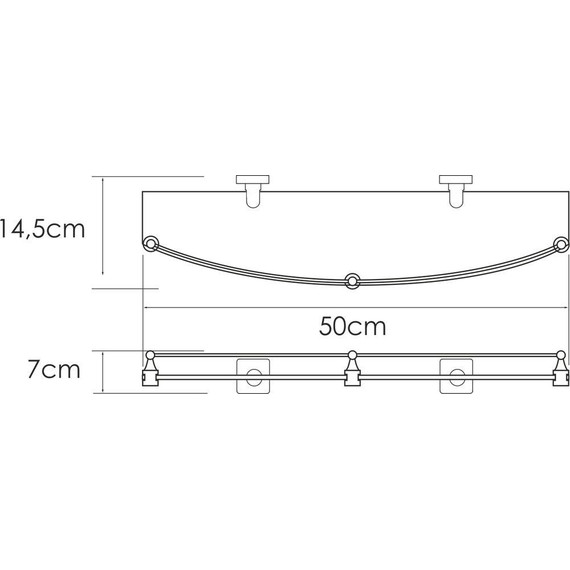Стеклянная полка WasserKraft Rhin K-8744, цвет никель - фото 2