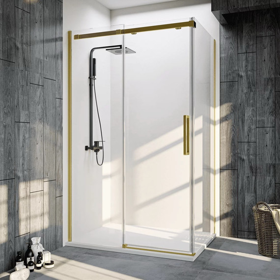 Душевое ограждение Veconi Rovigo 130x90 см RV070G-13090-01-C4, золото/прозрачное - фото 