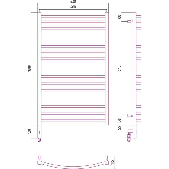 Полотенцесушитель электрический Сунержа Аркус 3.0 П16 1000x600 мм 071-5704-1060 L, сатин - фото 5