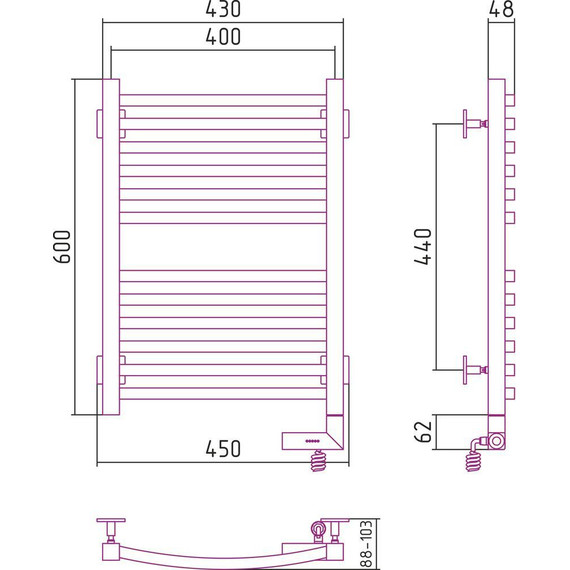 Полотенцесушитель электрический Сунержа Аркус 2.0 П12 600x400 мм 12-5605-6040 R, цвет белый - фото 5