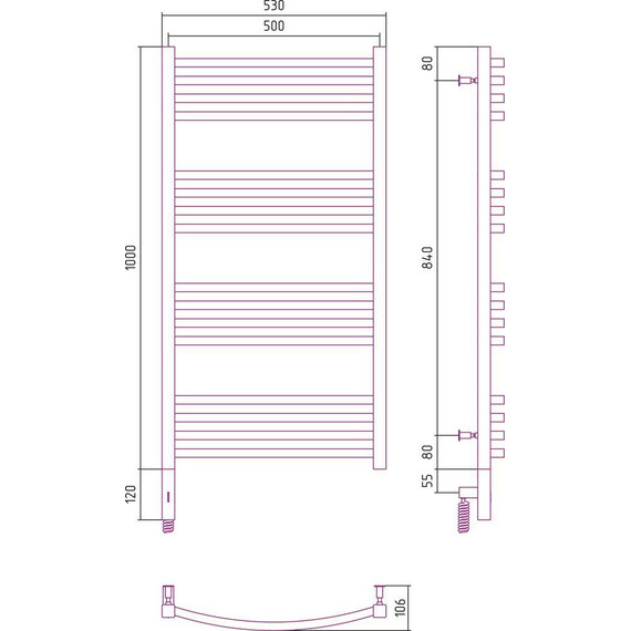 Полотенцесушитель электрический Сунержа Аркус 3.0 П16 1000x500 мм 31-5704-1050 L, чёрный матовый - фото 9