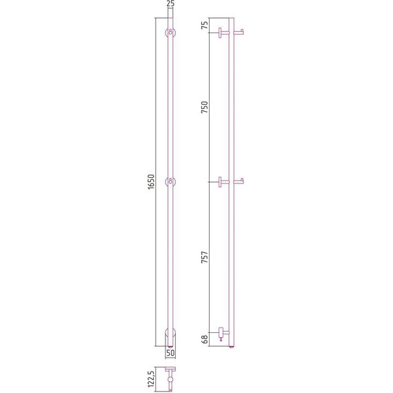Полотенцесушитель электрический Сунержа Аскет 1650 мм 31-0850-1650, чёрный матовый - фото 4