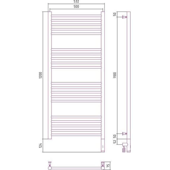 Полотенцесушитель электрический Сунержа Богема 3.0 П20 1200x500 мм (прямая перемычка) 12-5805-1250 R, белый - фото 5