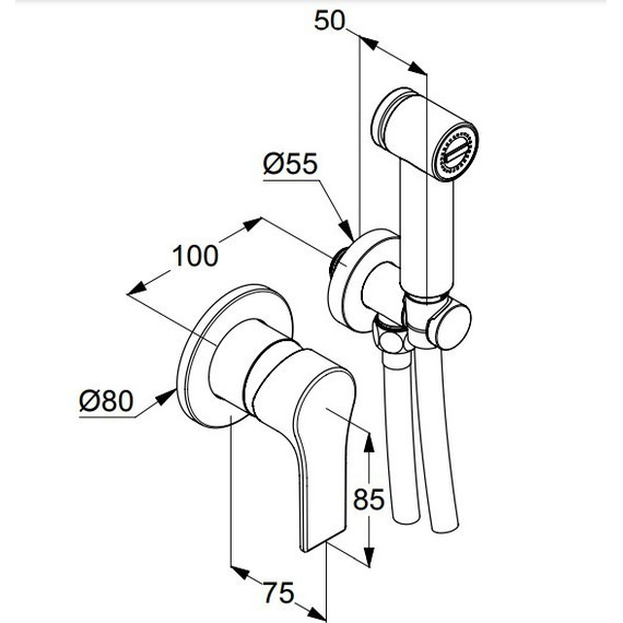 Набор для гигиенического душа Kludi Zenta SL 489983965, черный матовый - фото 2
