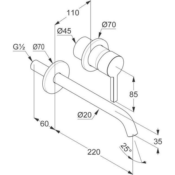 Смеситель для раковины настенный Kludi Nova Fonte Pura 220 мм 202455315, белый матовый - фото 2